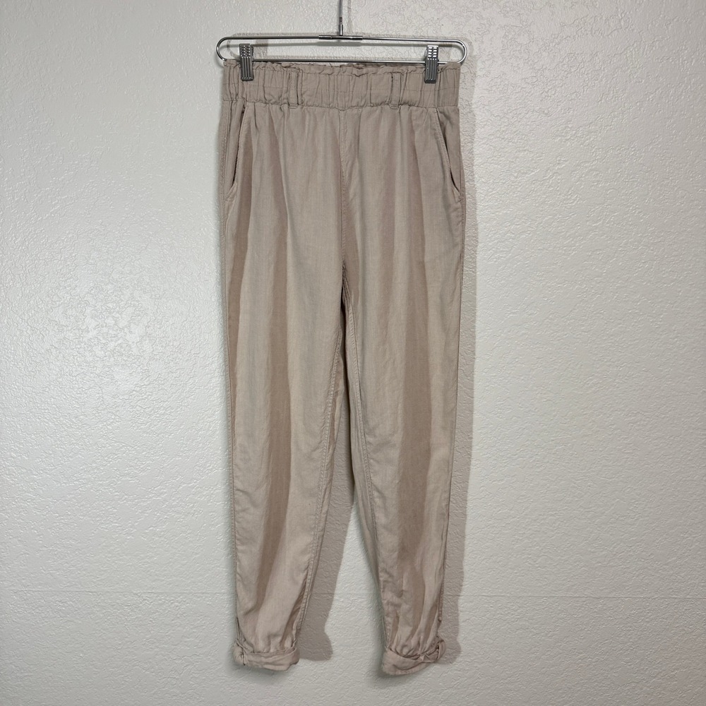 Faherty Jogger Pants Womens XS Tan Cotton Linen Blend Coastal Relaxed Beach